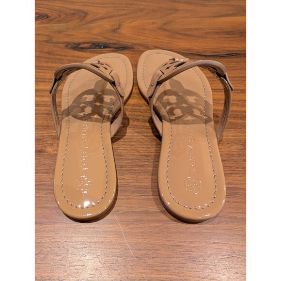 Tory Burch Miller Patent Leather Sandals Women's 10.5 NWT Tan - Picture 5 of 9